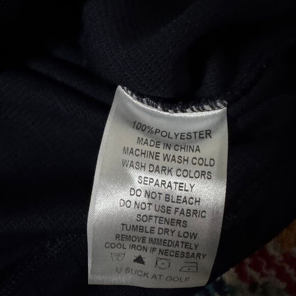 U Suck At Golf USAG Knit Crewneck Navy Blue Sweater Men's Size Medium - Picture 8 of 8